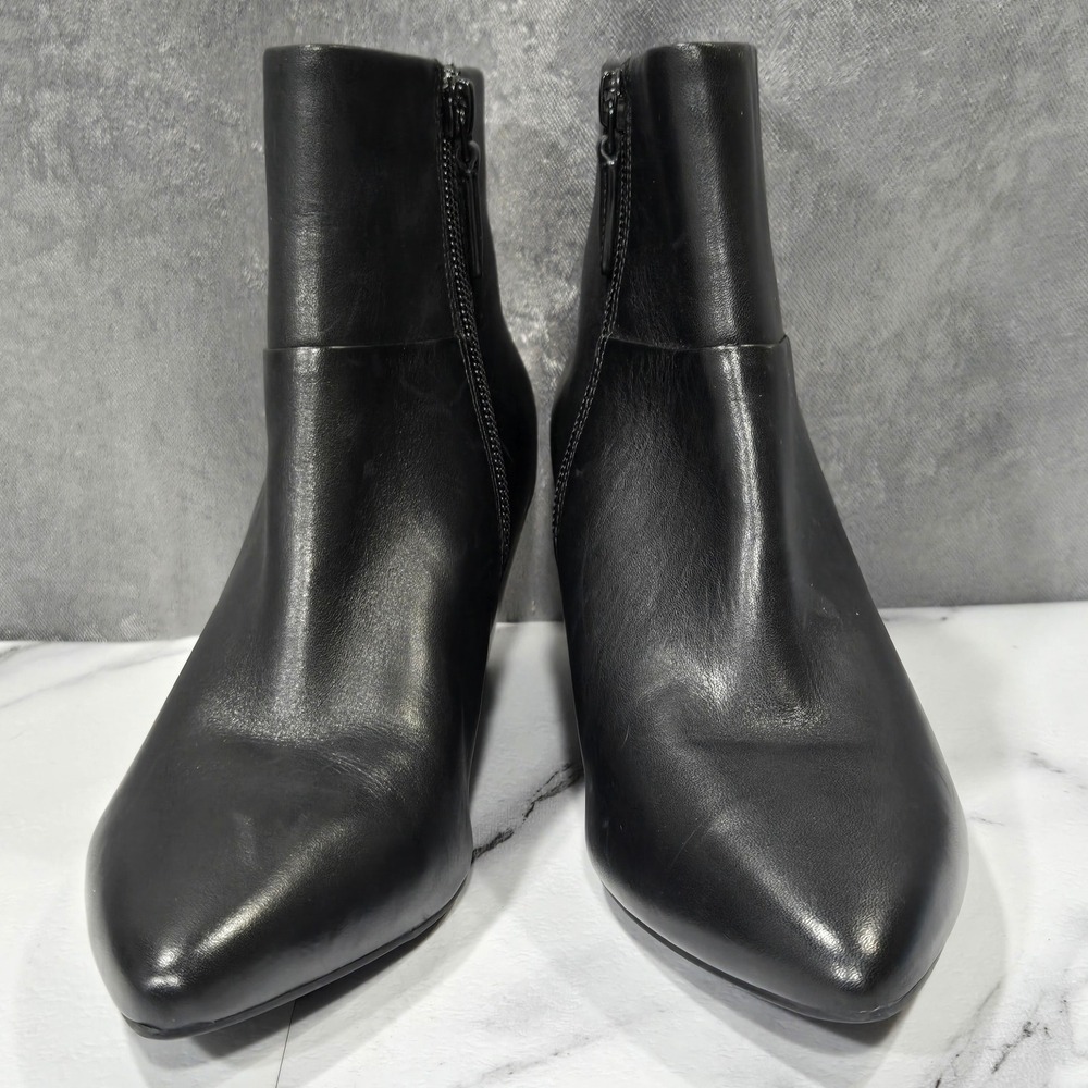Cole Haan Eneida Ankle Boots Womens 5.5B Black Leather Wedge Pointed Toe Zip - Picture 7 of 11